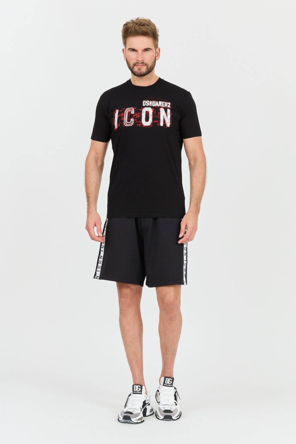 DSQUARED2 Czarny męski t-shirt Icon Scribble Cool Fit Tee
