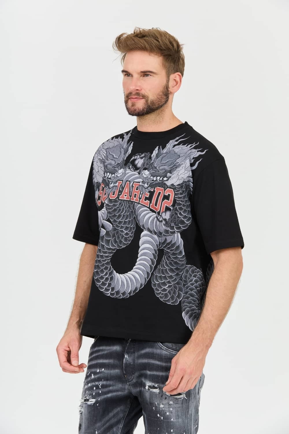 DSQUARED2 Czarny męski t-shirt Loose Fit Tee