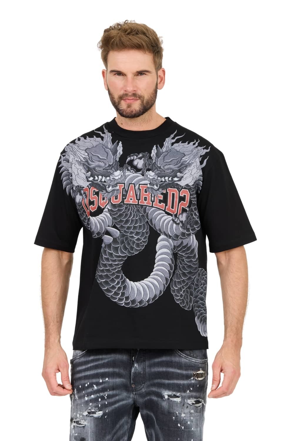 DSQUARED2 Czarny męski t-shirt Loose Fit Tee