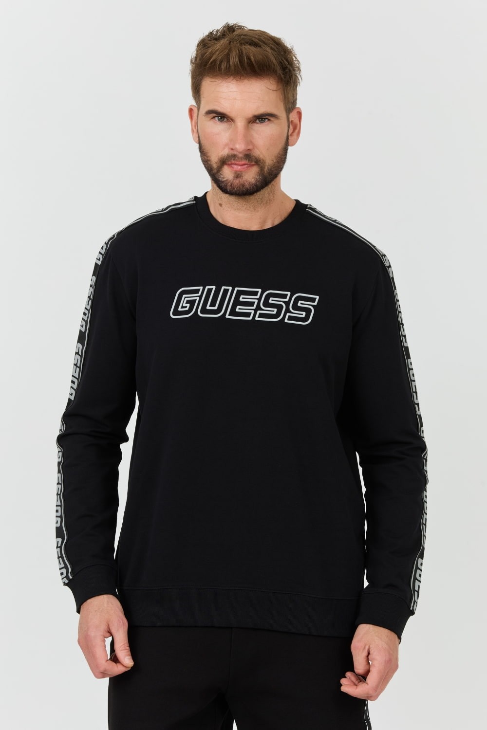 GUESS Czarna męska bluza z lampasami Arlo