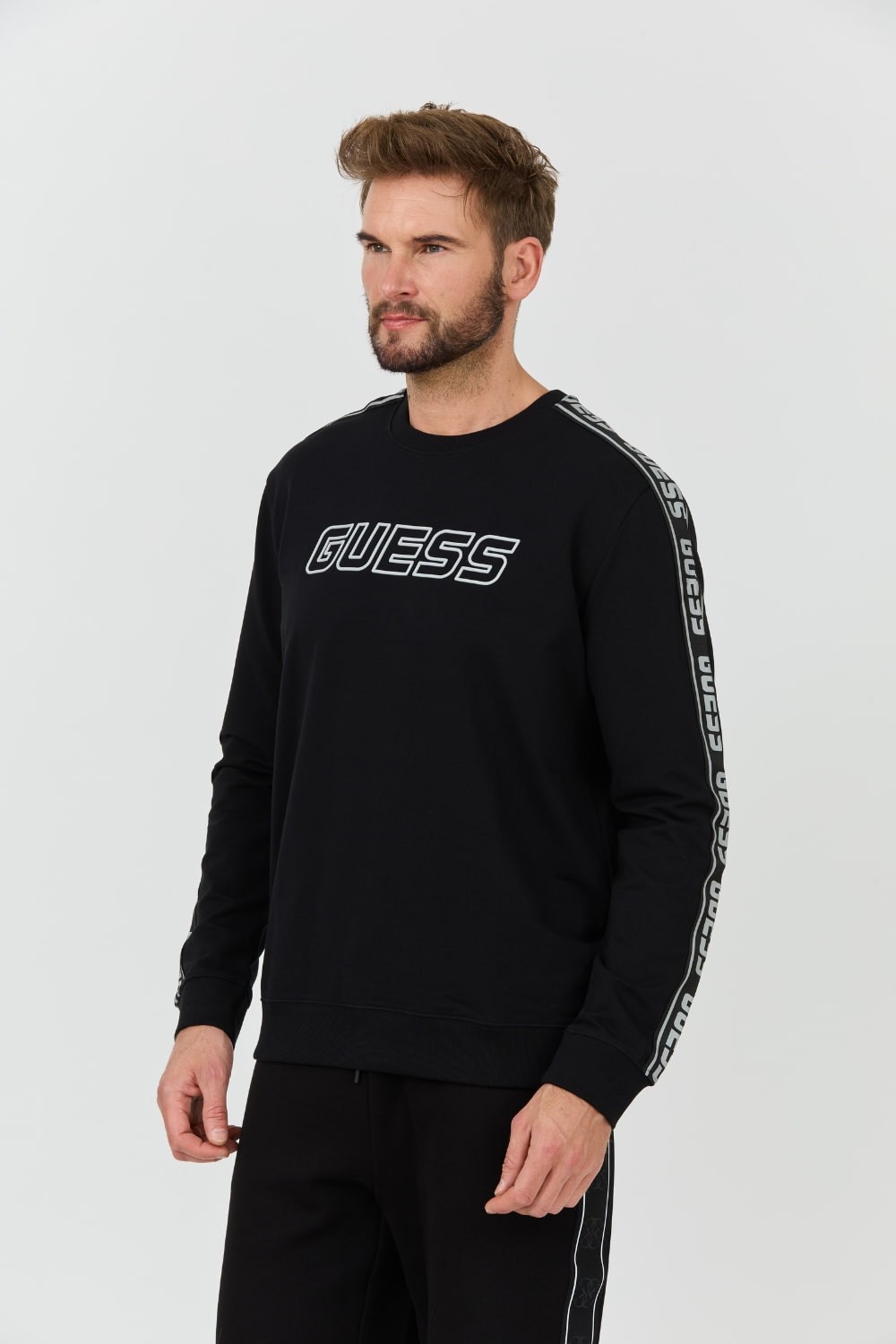 GUESS Czarna męska bluza z lampasami Arlo