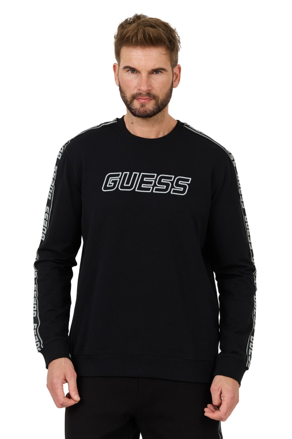 GUESS Black sweatshirt with Arlo stripes