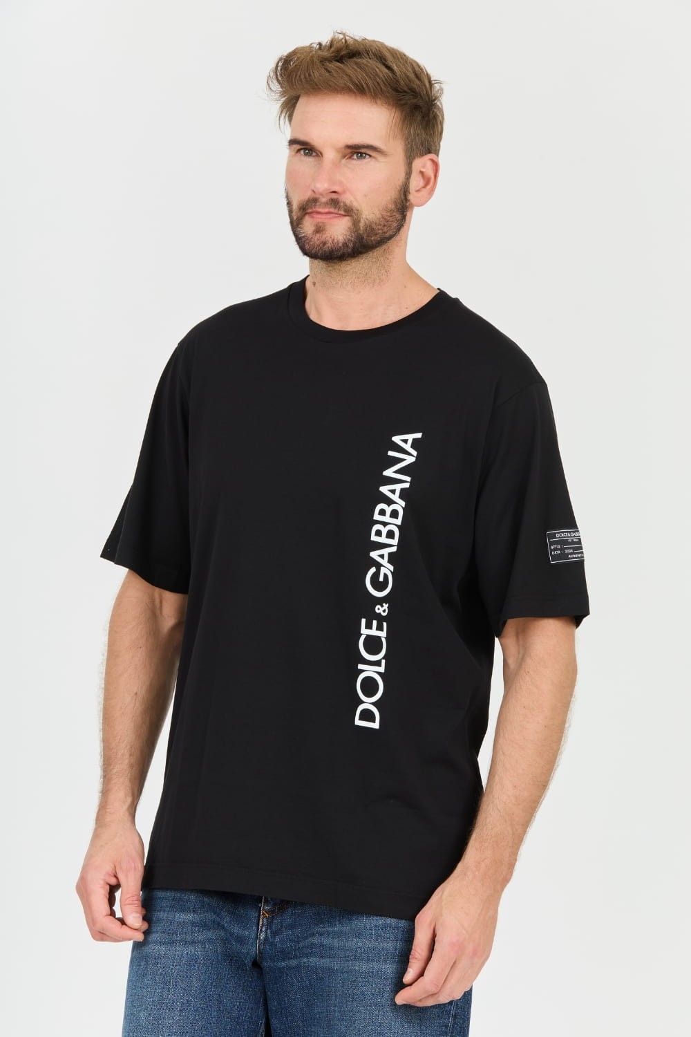 DOLCE & GABBANA Czarny męski bawełniany t-shirt