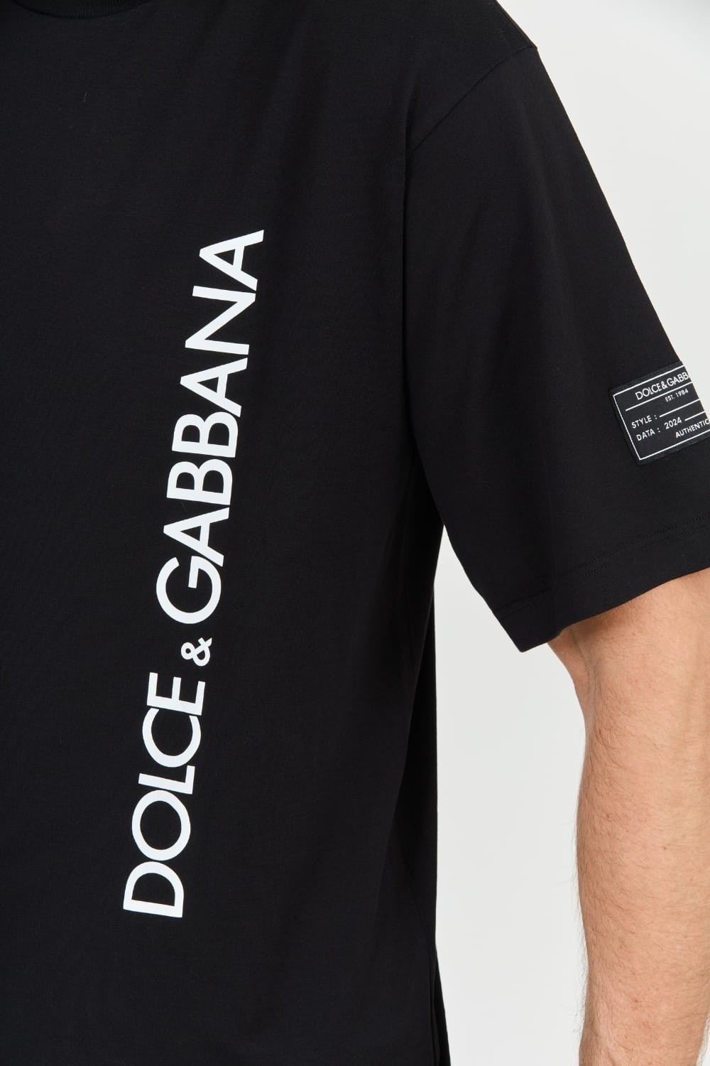 DOLCE & GABBANA Czarny męski bawełniany t-shirt