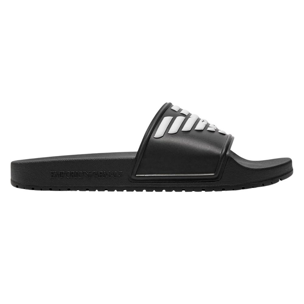 EMPORIO ARMANI Czarne klapki Mules PVC logo