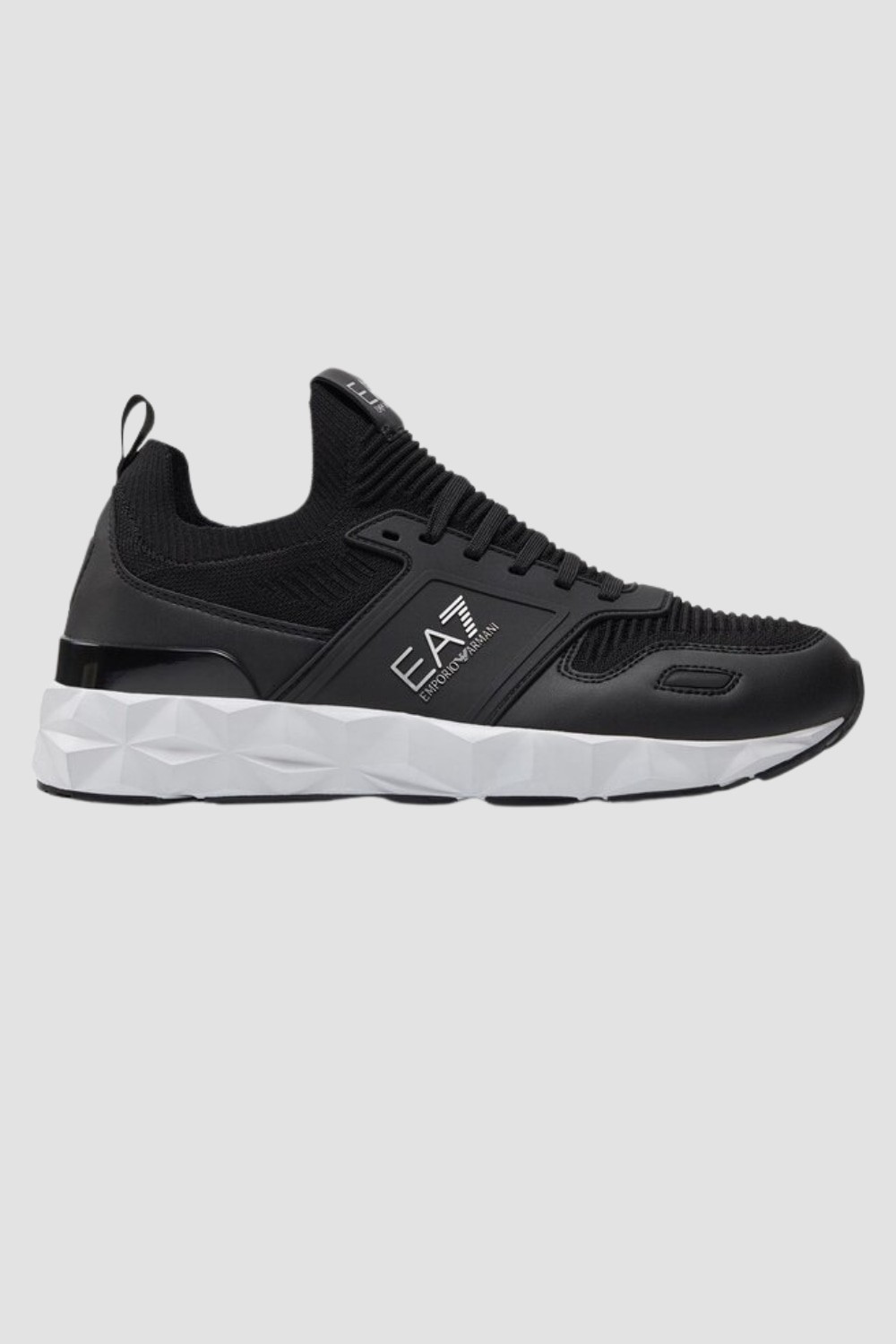 EA7 Black sneakers with white sole