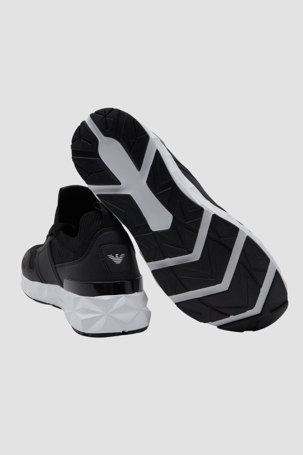 EA7 Black sneakers with white sole