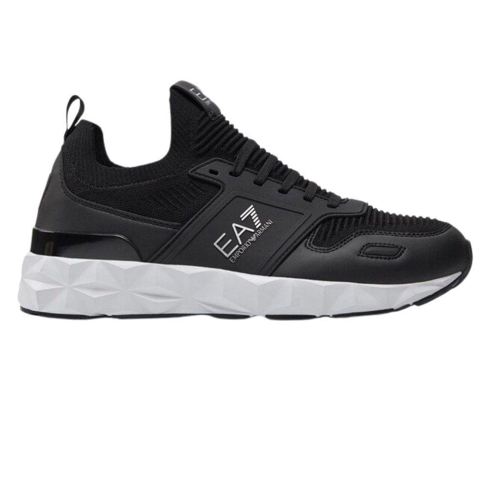 EA7 Black sneakers with white sole