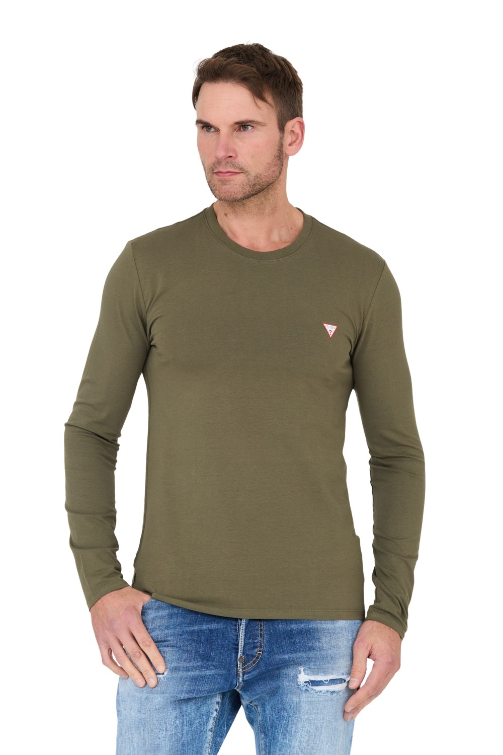 GUESS Zielony męski longsleeve Core Tee