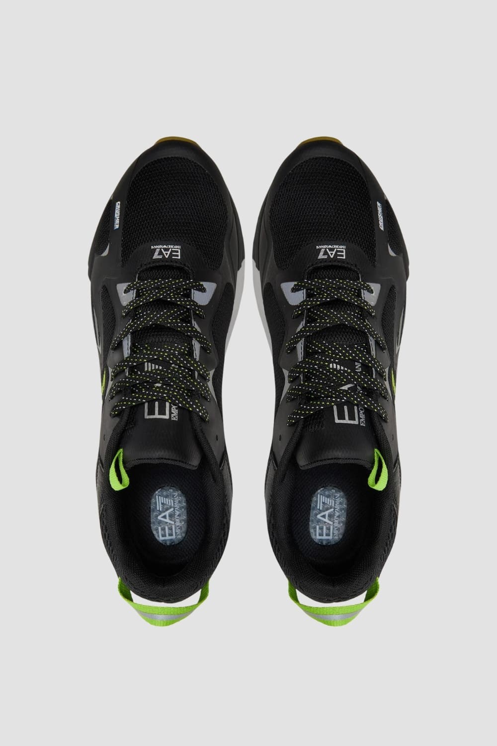 EA7 Black sneakers with green logo