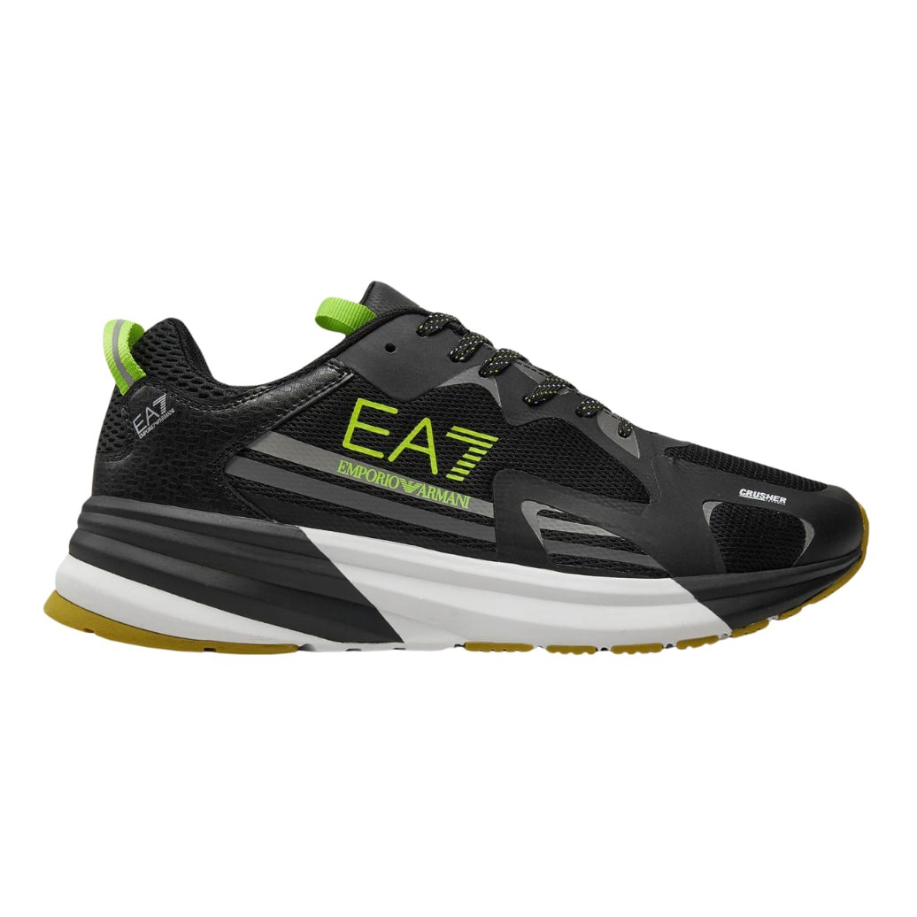 EA7 Czarne sneakersy z zielonym logo