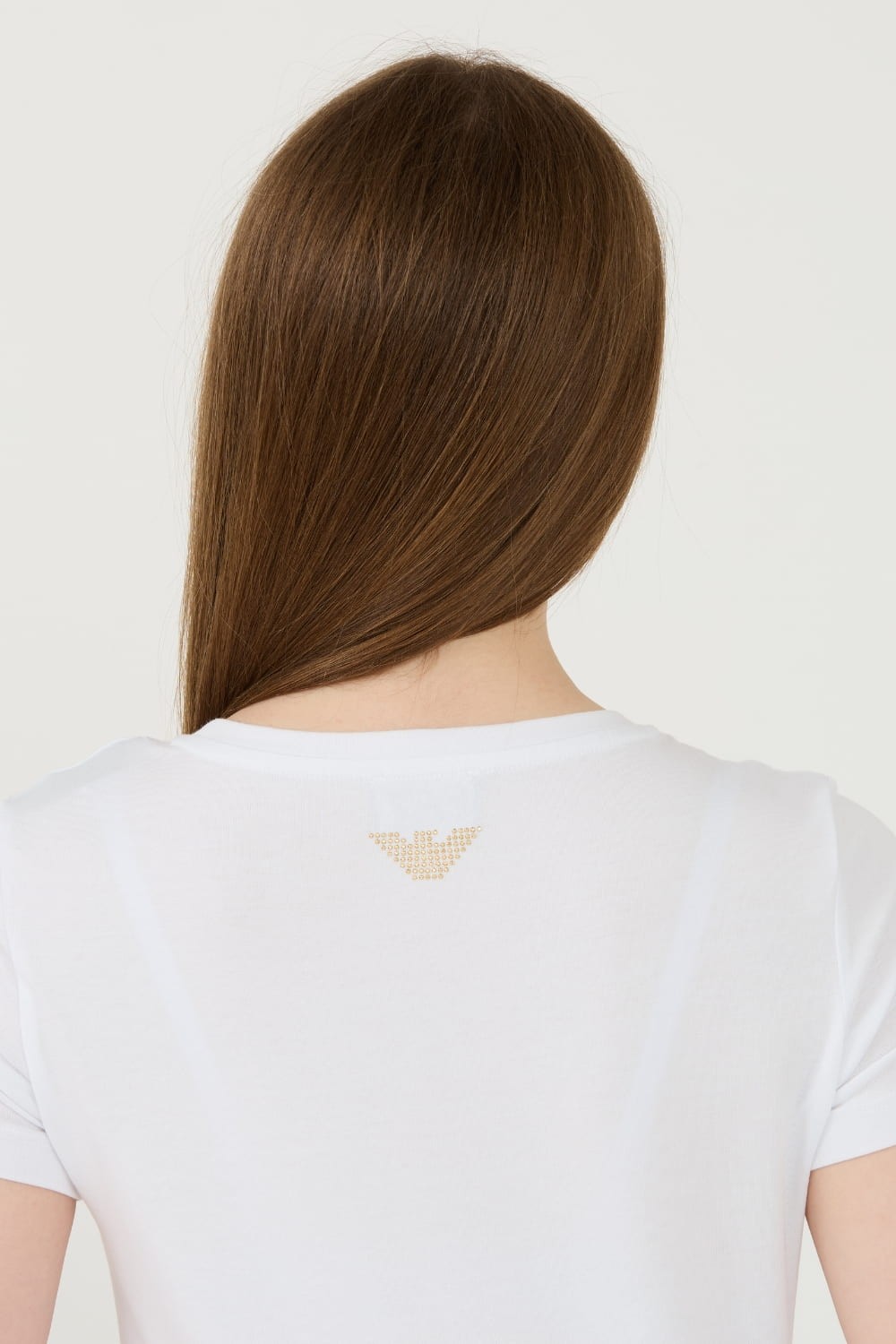 EA7 Biały damski t-shirt z cyrkoniami