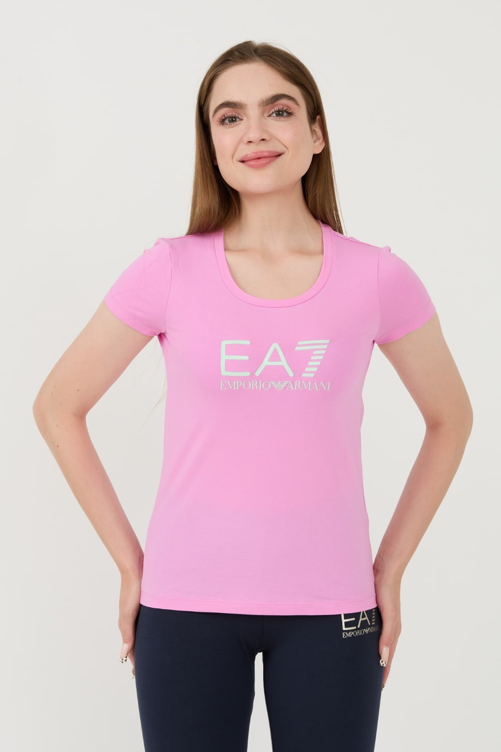 EA7 Różowy damski t-shirt