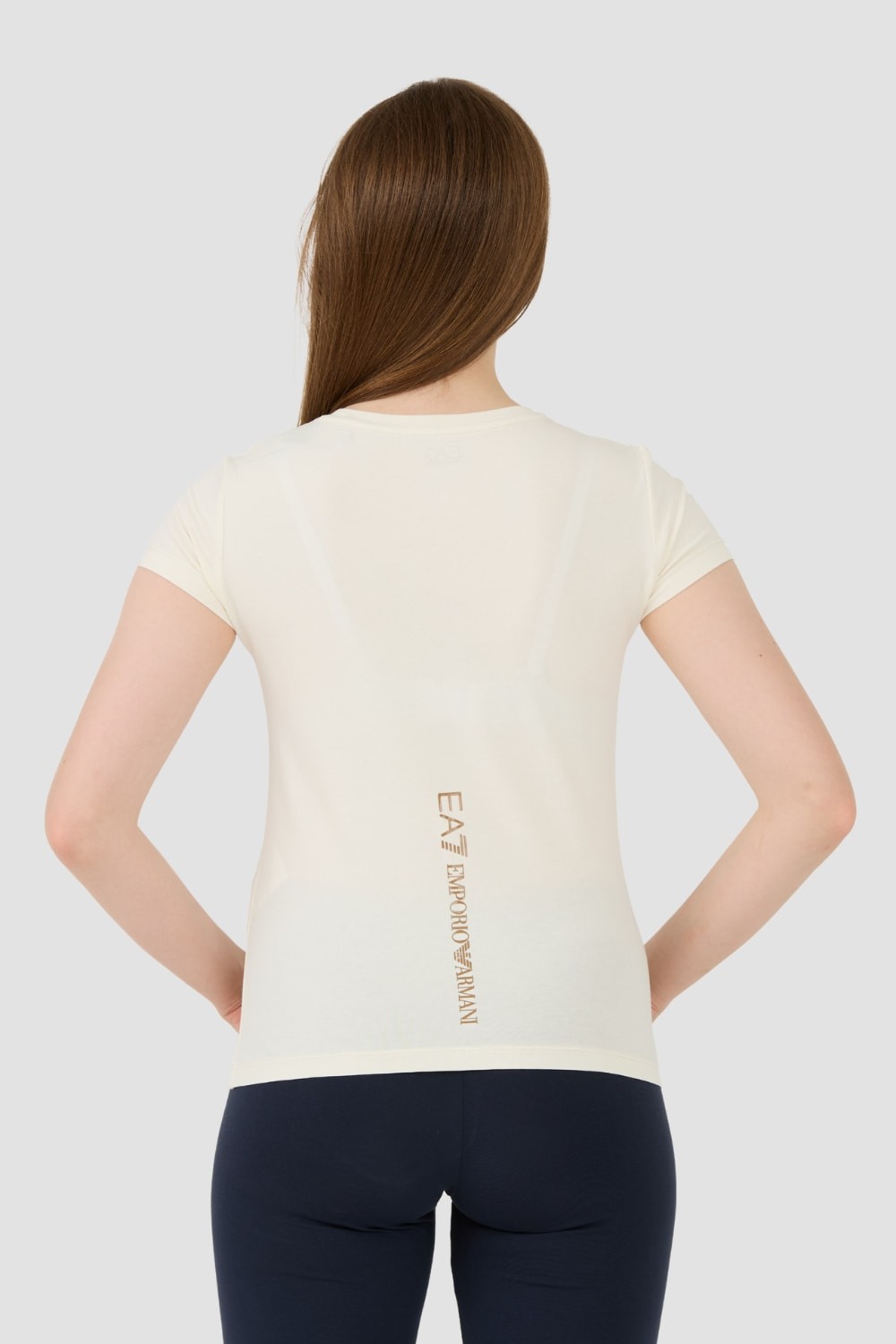 EA7 Beżowy damski t-shirt