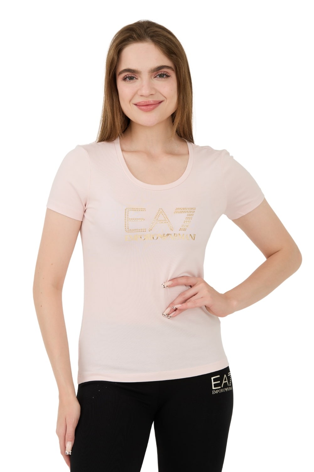 EA7 Pink T-shirt with zircons