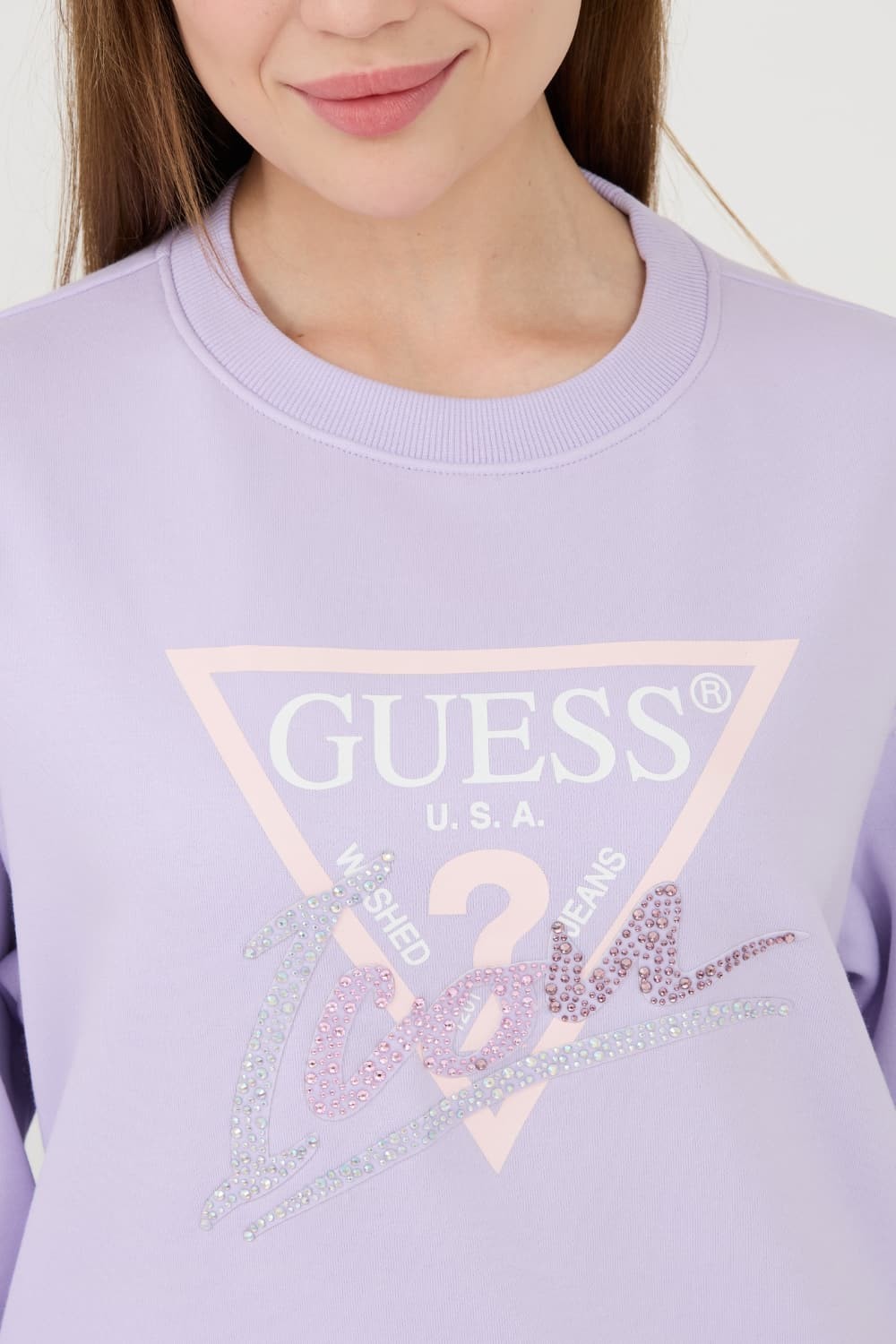 GUESS Lawendowa damska bluza Icon