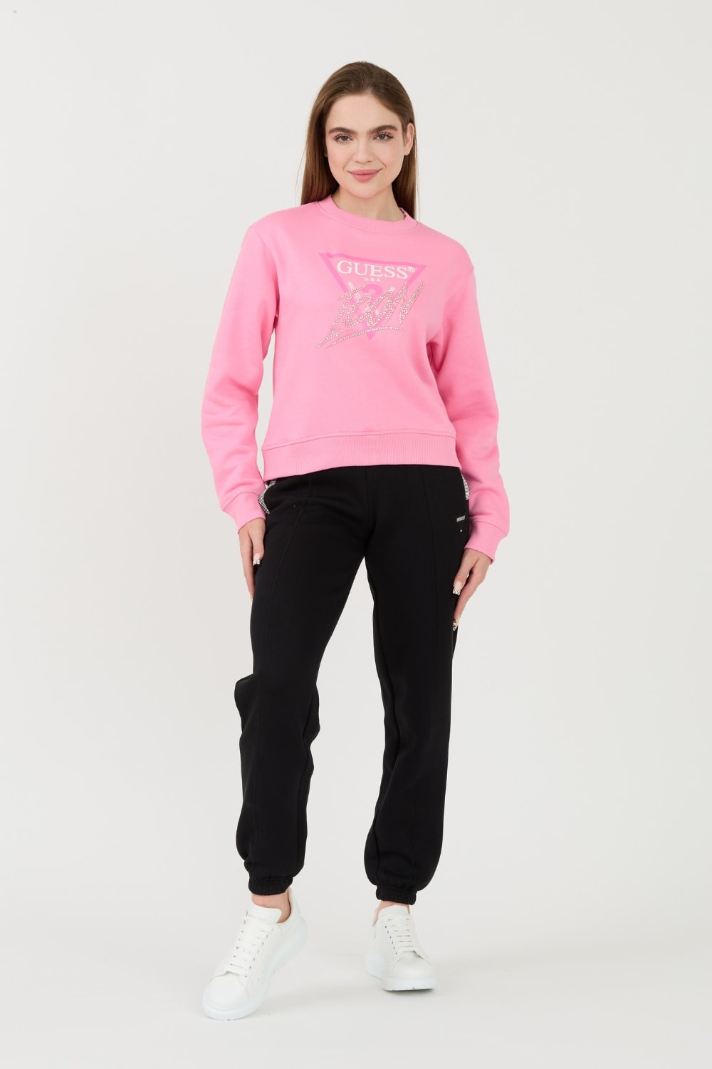 GUESS Czarne damskie spodnie dresowe Kiara Pant