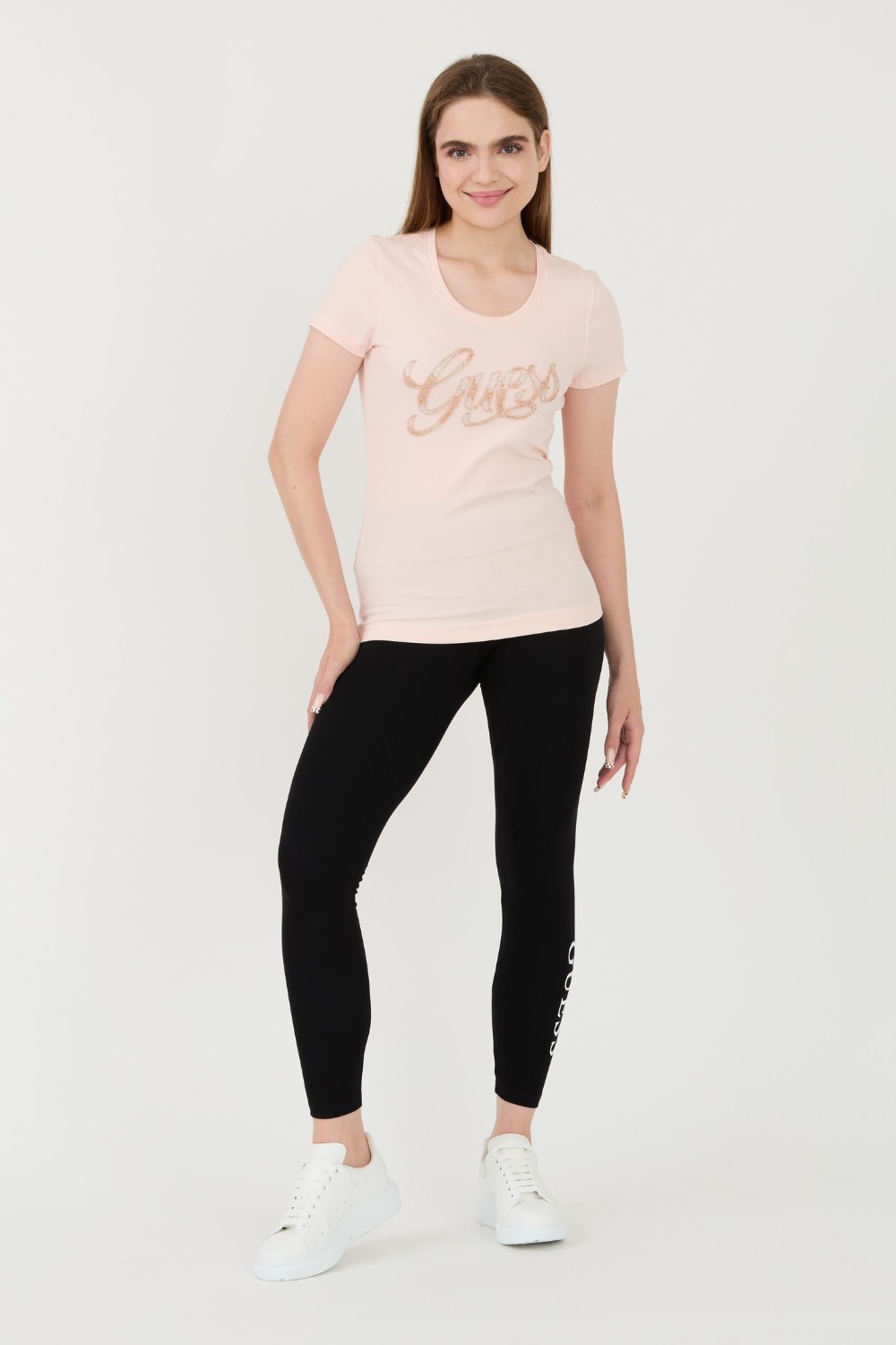 Tricou GUESS Pink Script pentru femei