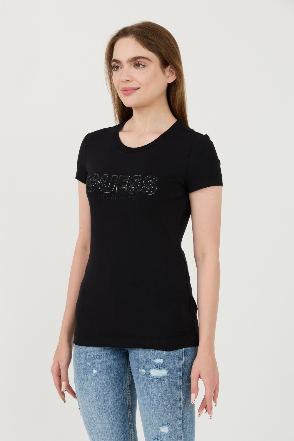 GUESS Czarny t-shirt Sangallo Tee