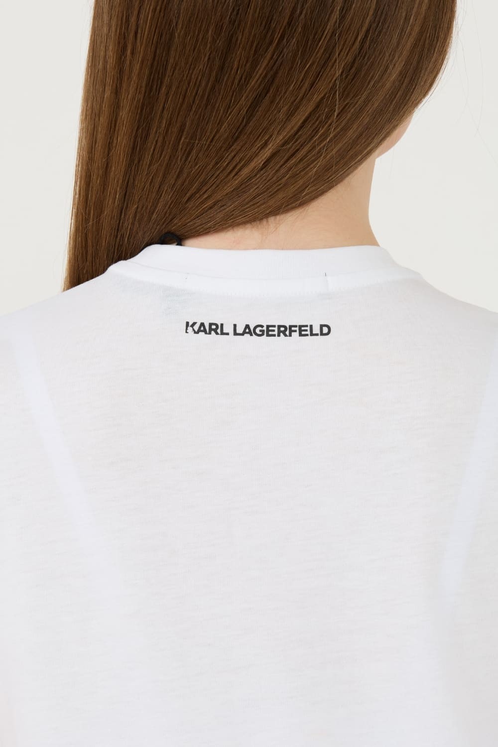 KARL LAGERFELD Tricou Rhinestone Logo alb pentru femei
