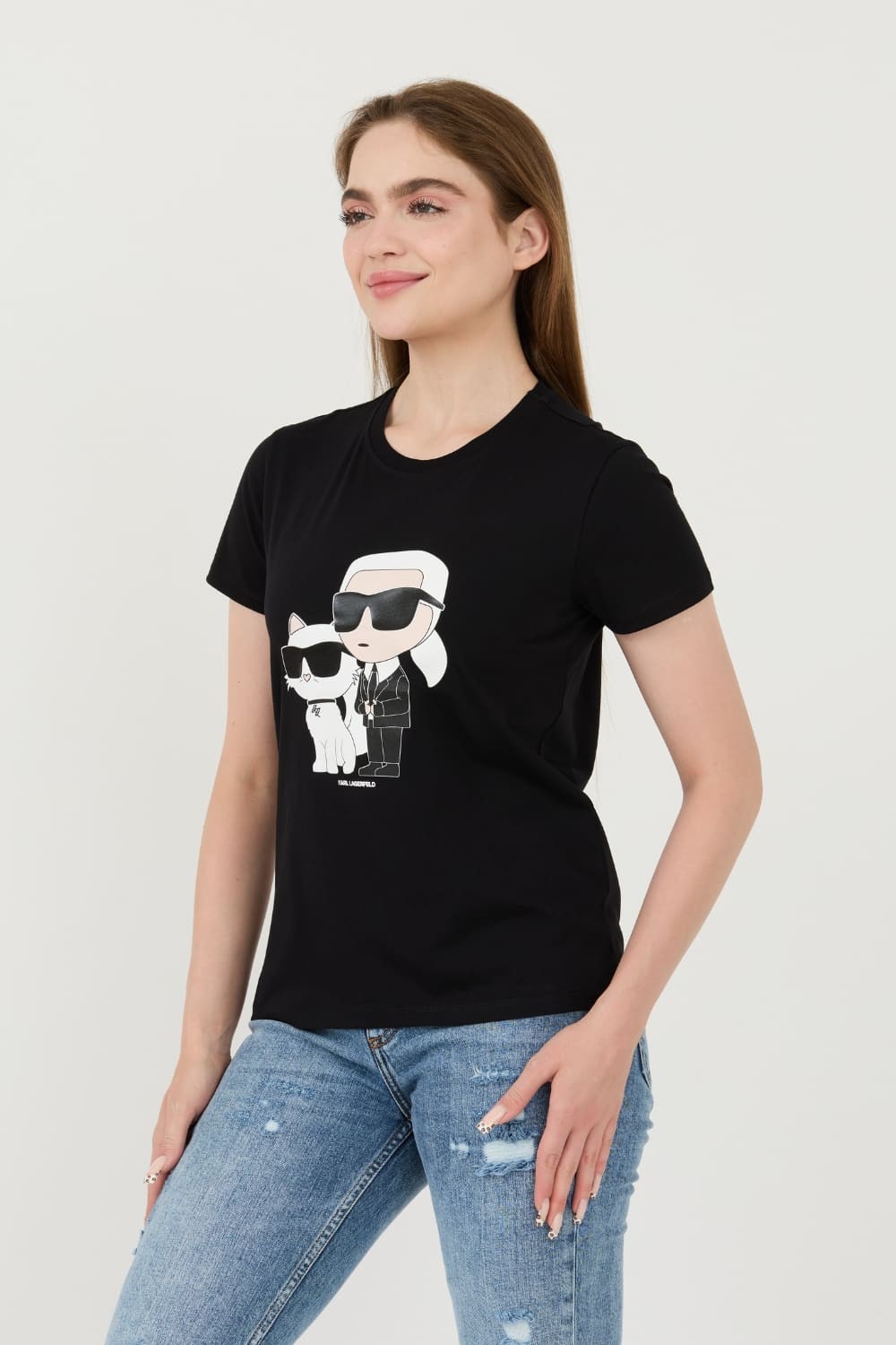 KARL LAGERFELD Czarny t-shirt Ikonik 2.0