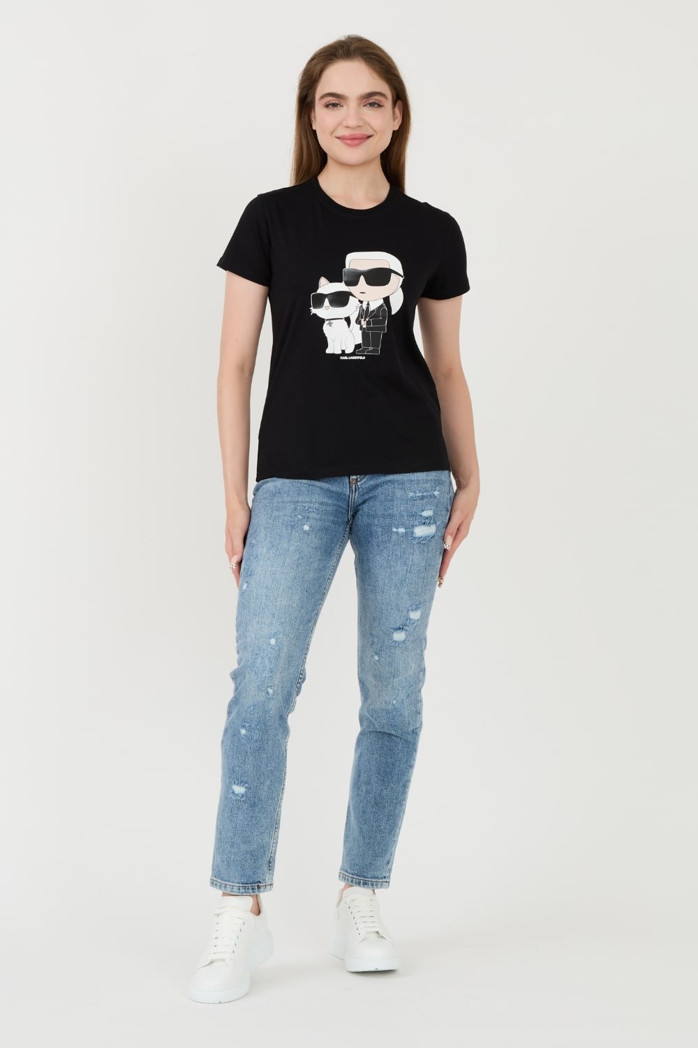 KARL LAGERFELD Czarny t-shirt Ikonik 2.0