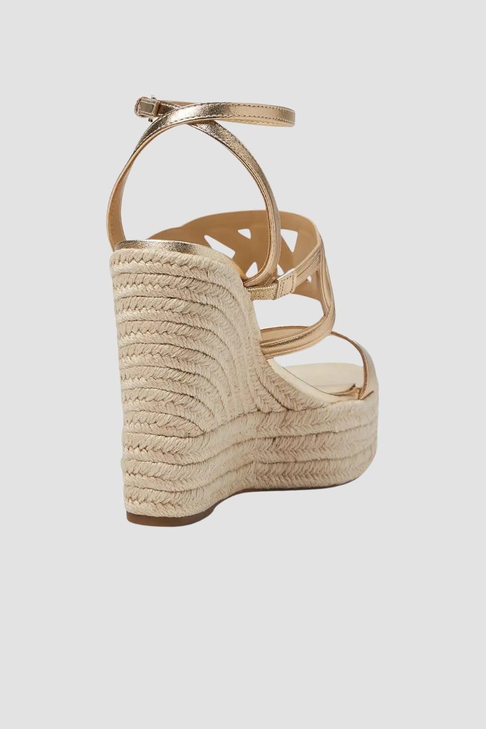 MICHAEL KORS Złote sandały Alma Wedge Espadrille