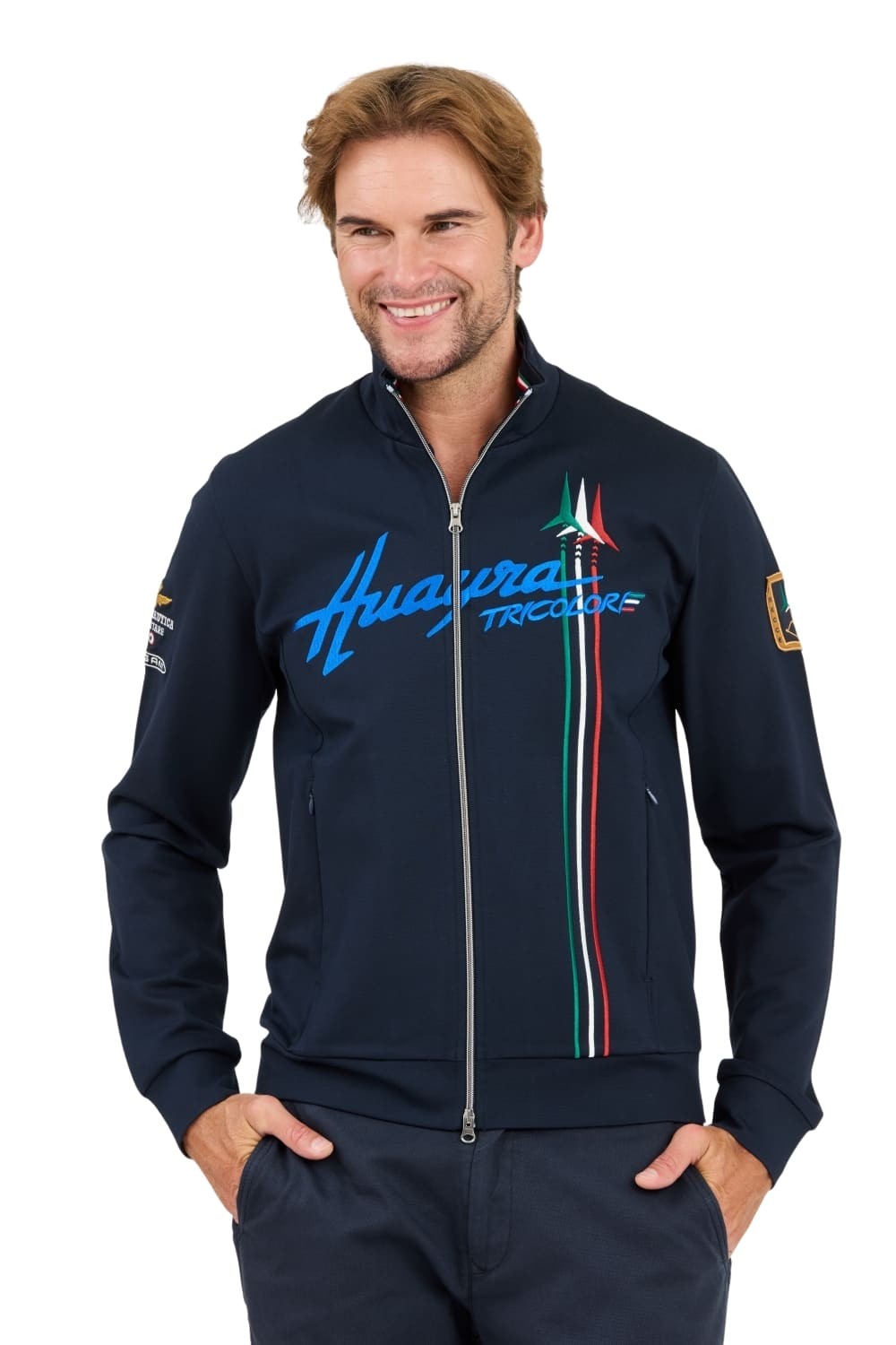 AERONAUTICA MILLITARE Navy blue unbuttoned sweatshirt SWEATSHIRT