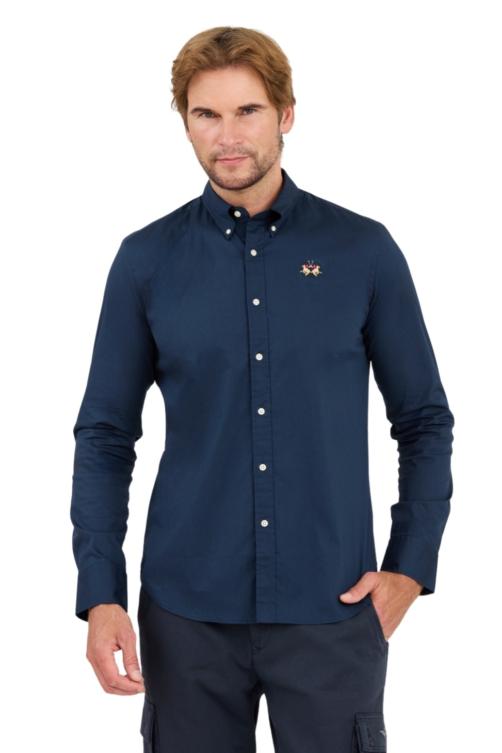 LA MARTINA Navy blue Poplin Stretch shirt