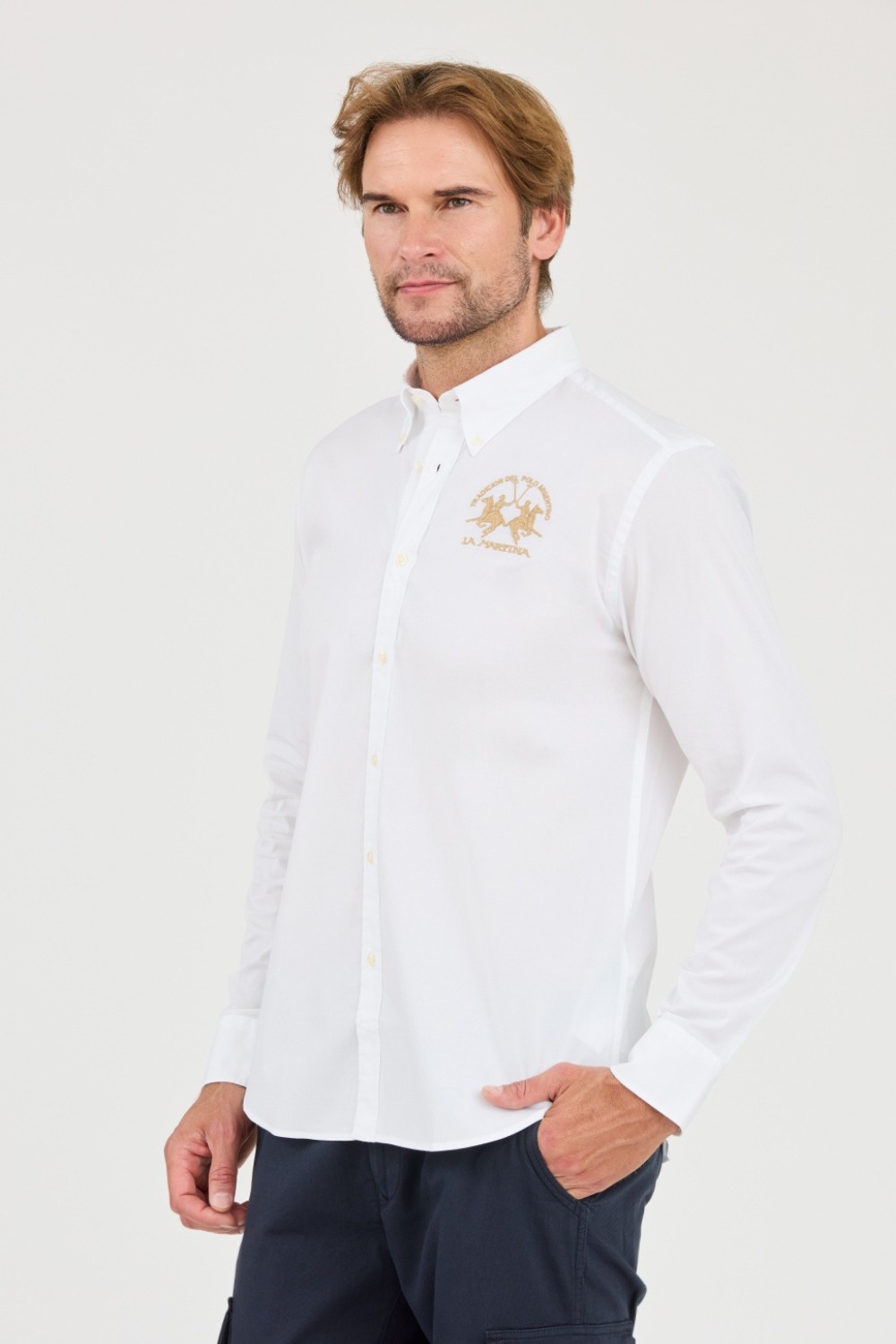 LA MARTINA White Poplin Stretch Shirt