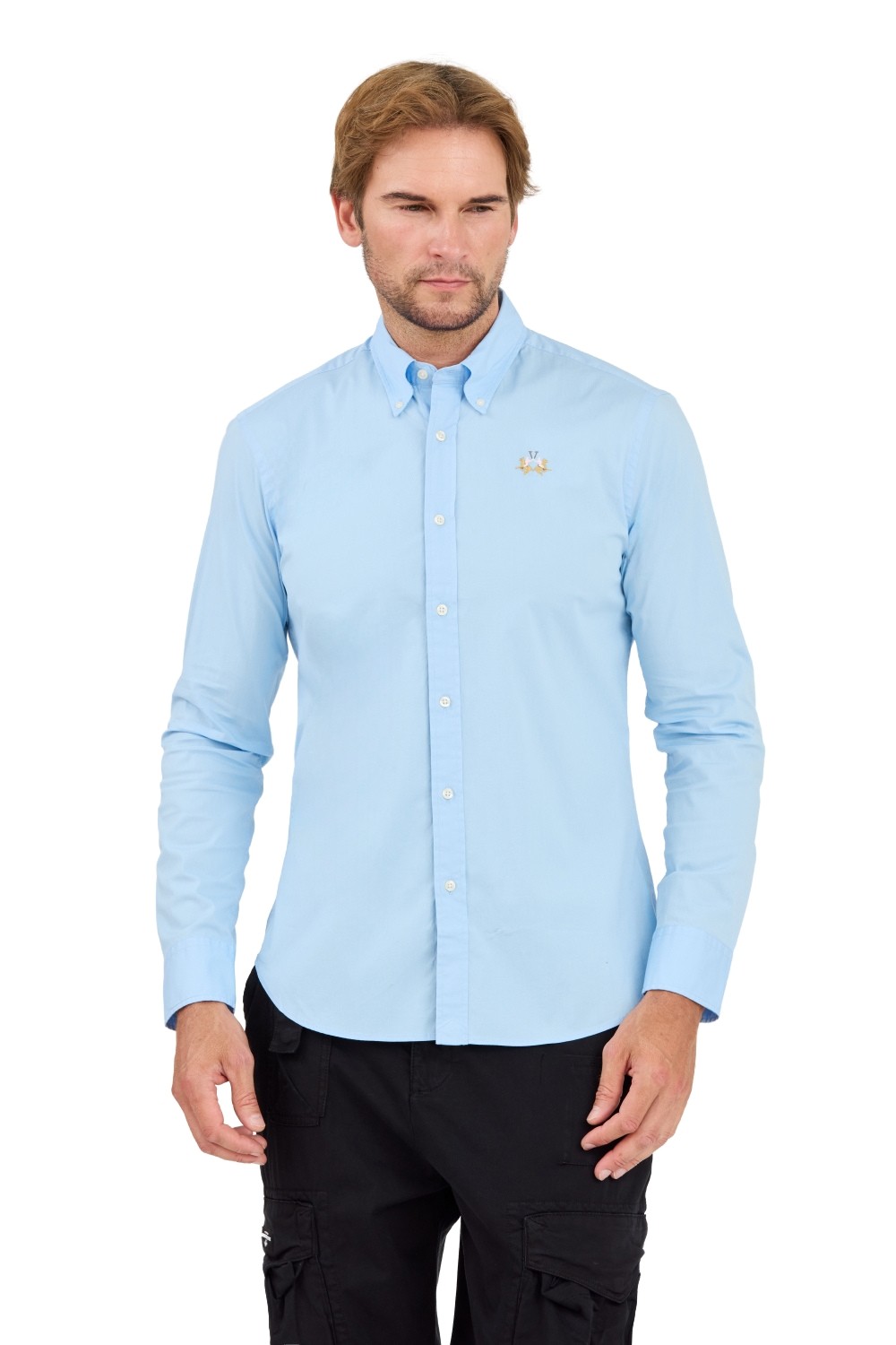 LA MARTINA Blue Poplin Stretch Shirt