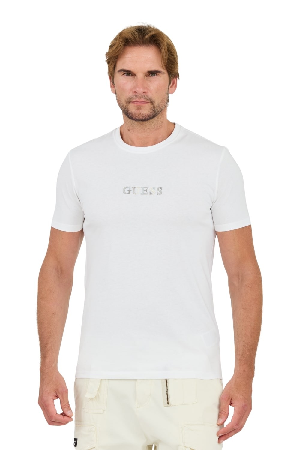 GUESS White t-shirt with embroidered logo