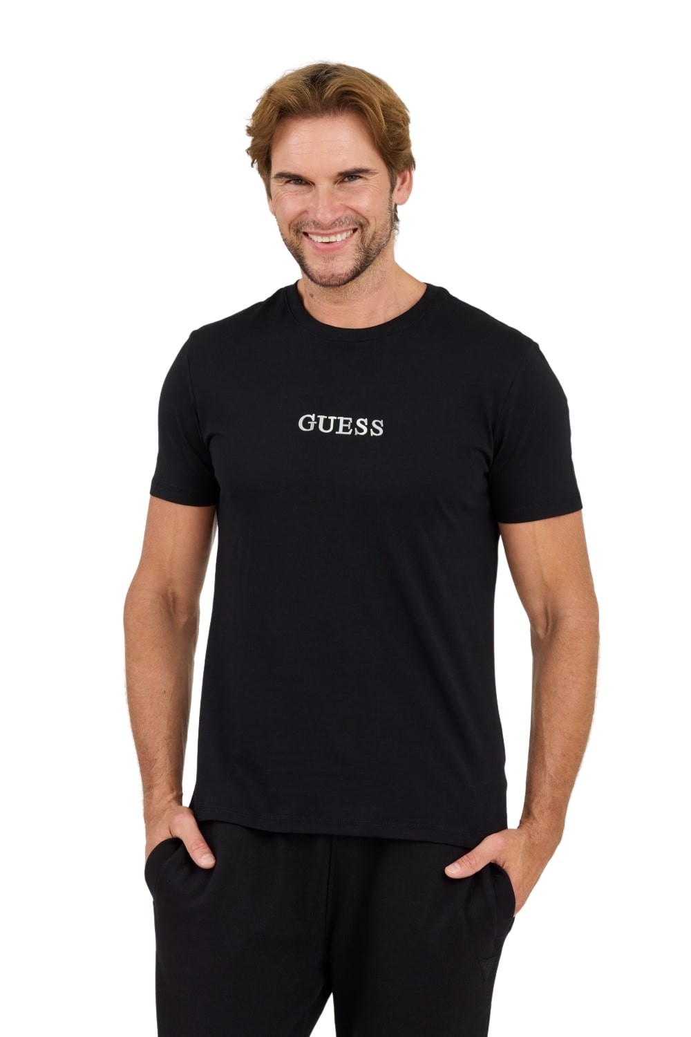 GUESS Black t-shirt with embroidered logo