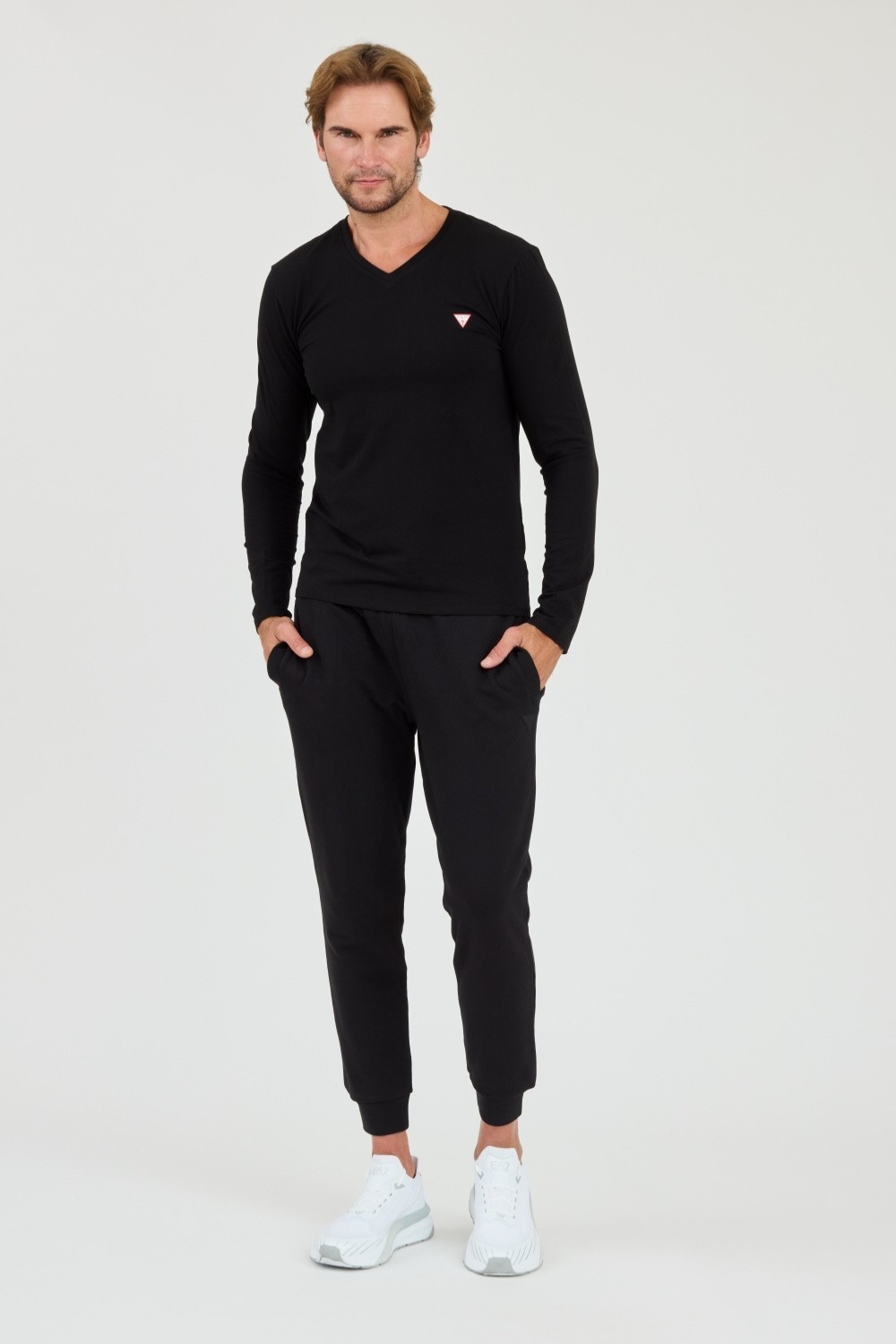 GUESS Czarny męski longsleeve Core Tee