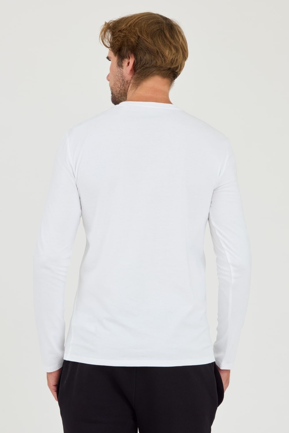 GUESS Biały męski longsleeve Original Logo Tee