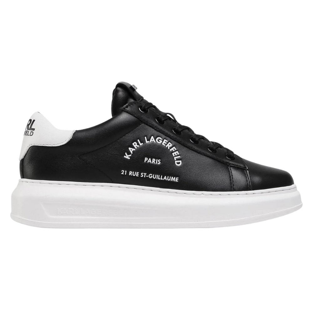 KARL LAGERFELD Black and white leather Maison Karl Lace sneakers