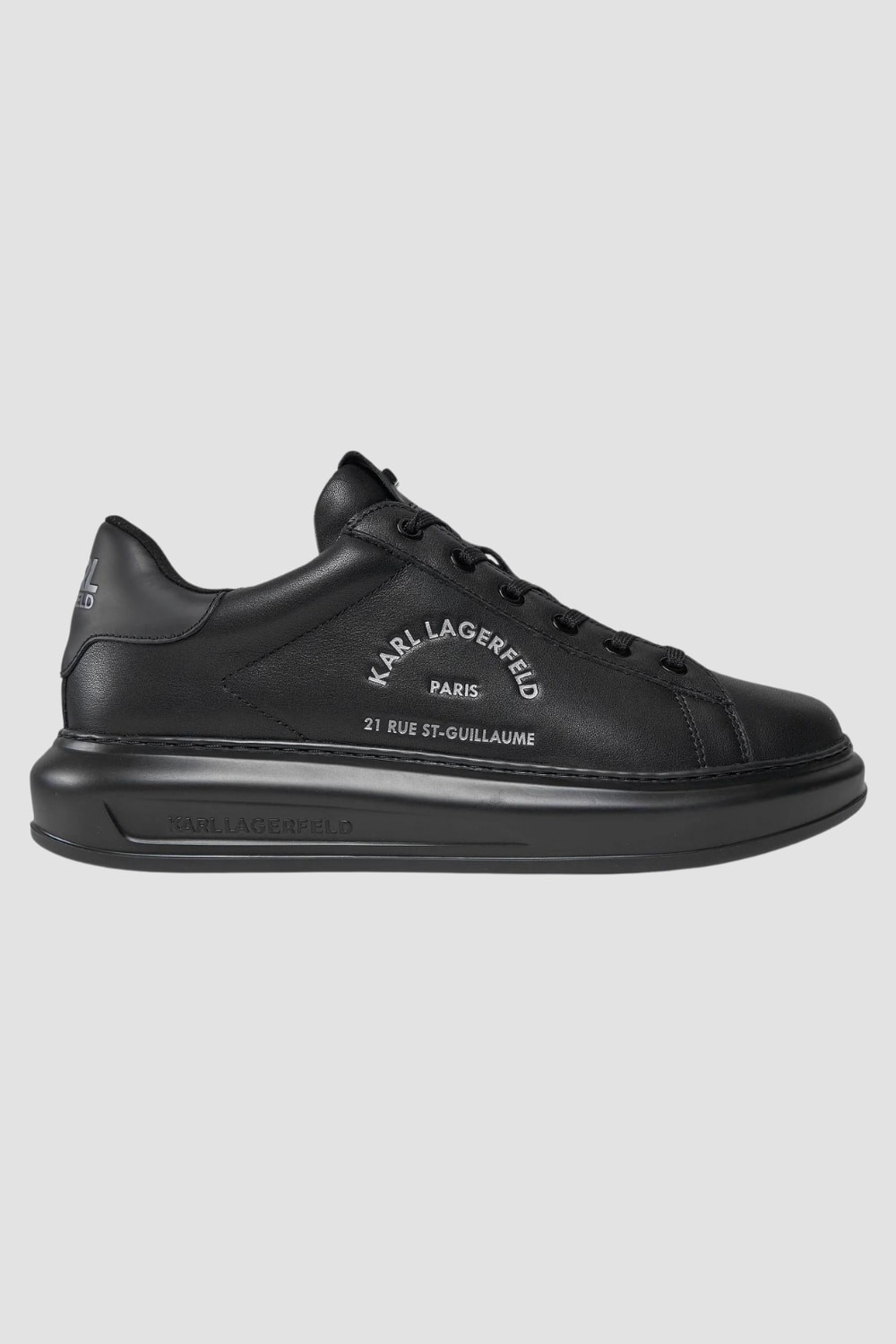 KARL LAGERFELD Black leather Maison Karl Lace sneakers