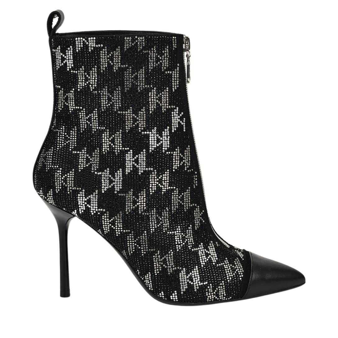 KARL LAGERFELD Black leather Ankle Boot Monogram stiletto boots