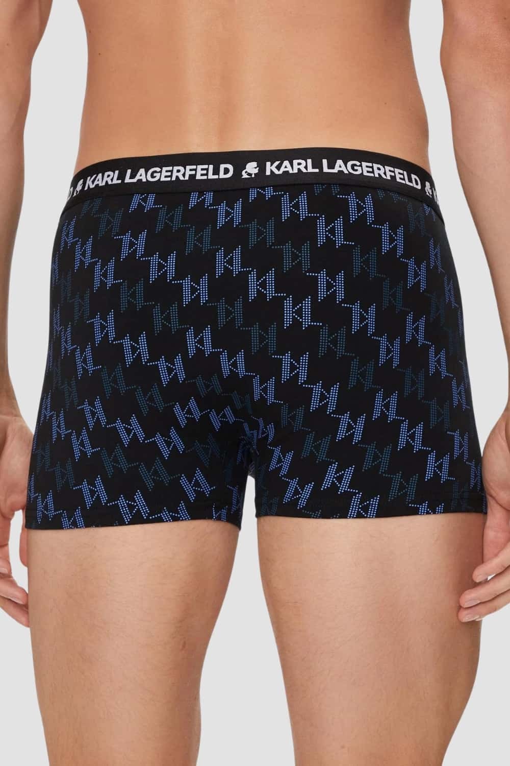 Комплект чорних боксерських трусів KARL LAGERFELD 3PACK Aop Monogram Trunk