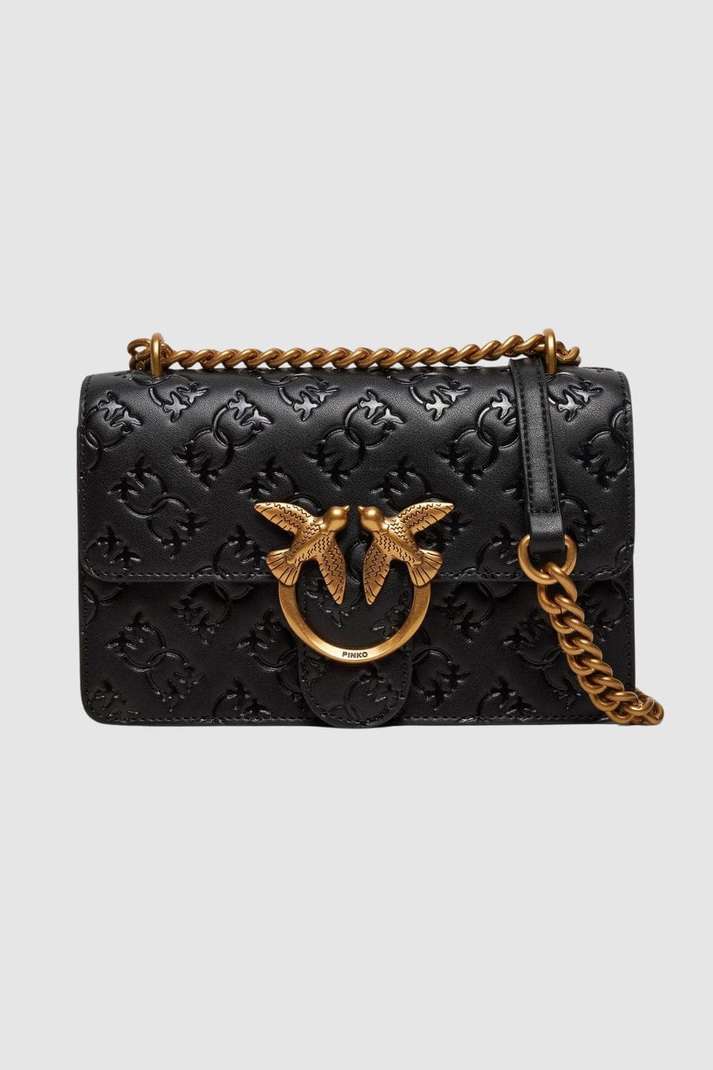 PINKO Black Love One Mini DC clutch bag