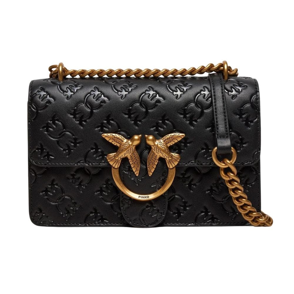 PINKO Black Love One Mini DC clutch bag