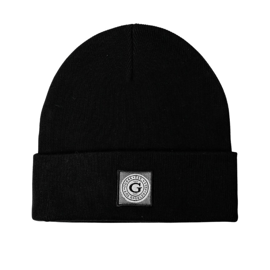 GUESS Czarna czapka Branded Beanie Washed