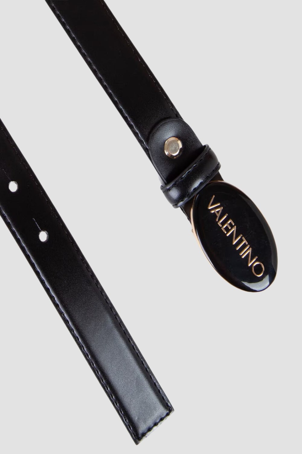 VALENTINO Czarny pasek Block Plaque Buckle Belt