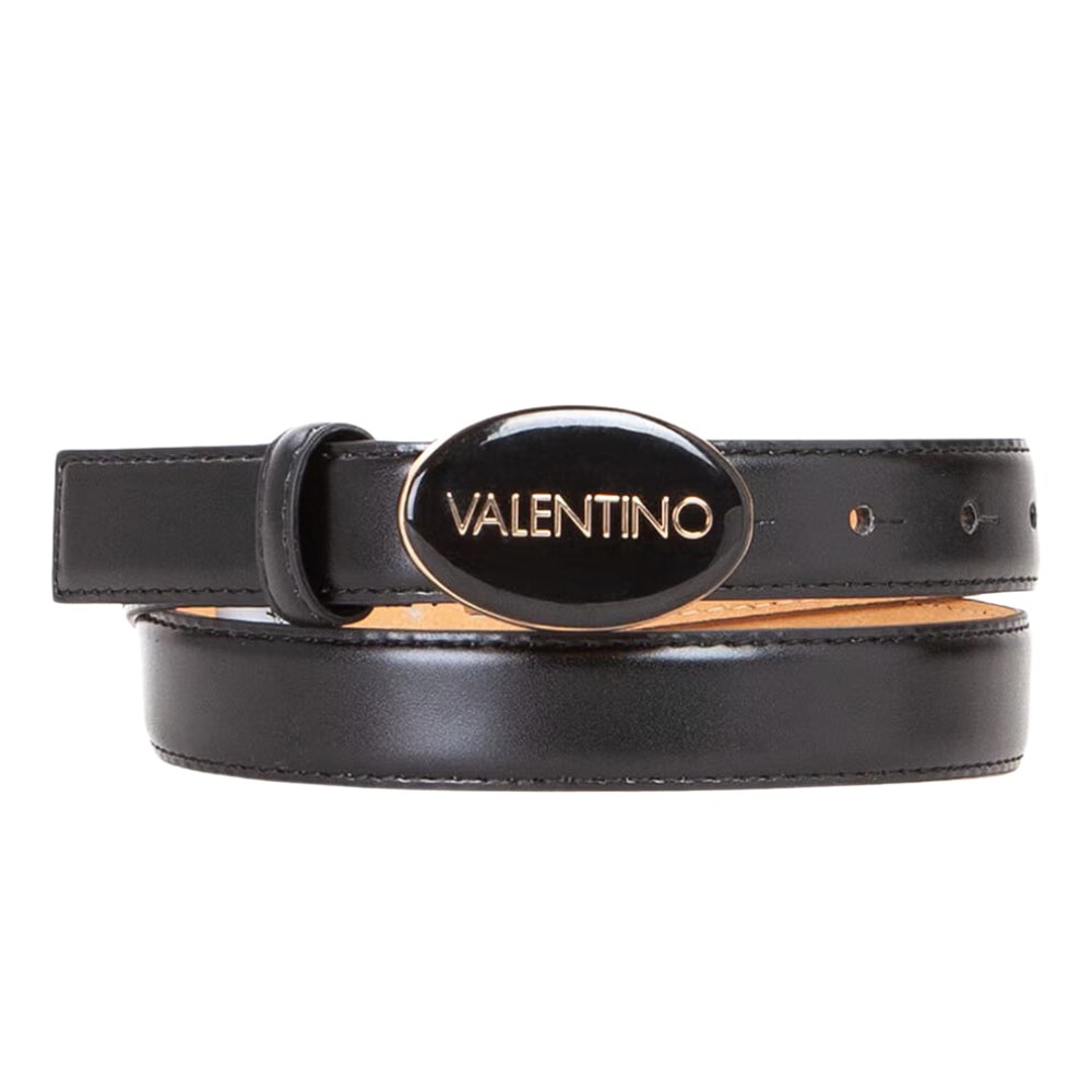 VALENTINO Black Block Plaque Buckle Belt