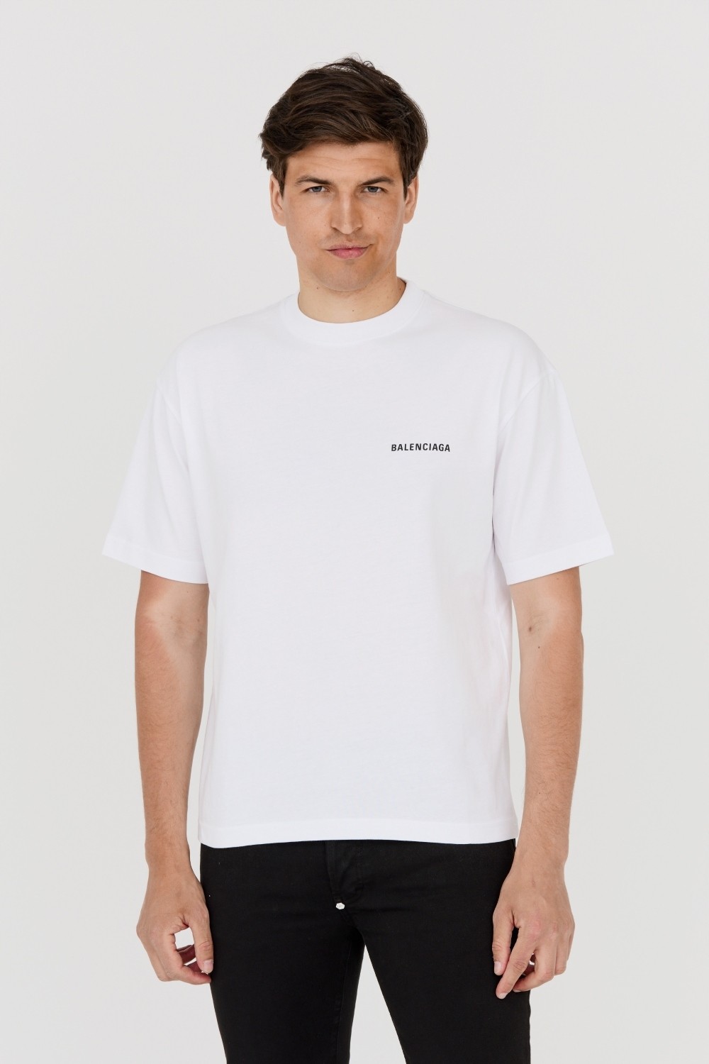 BALENCIAGA White t-shirt with logo on back