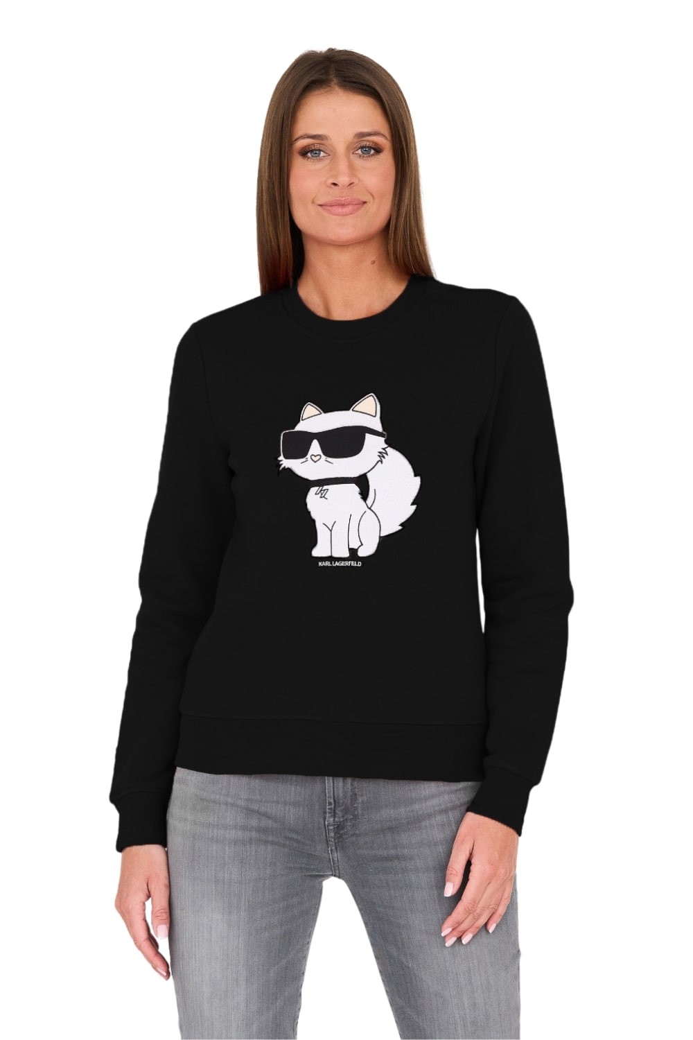 KARL LAGERFELD Czarna bluza Ikonik 2.0 Choupette Sweat