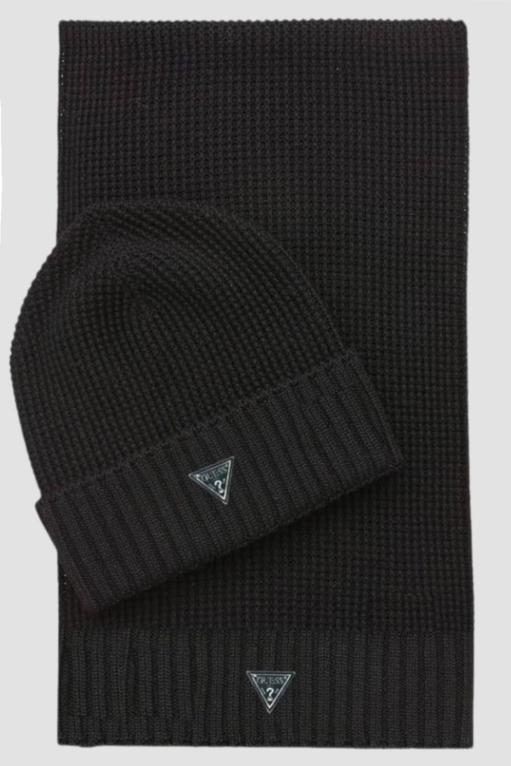 GUESS Zestaw czarna czapka i szalik Scarf Beanie Box