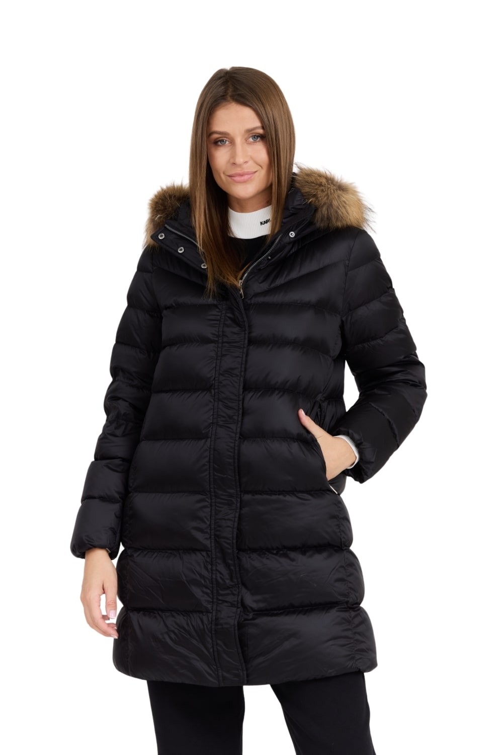 HETREGO Czarna damska kurtka puchowa Leonie Quilted Woman Jacket With Detached Hood