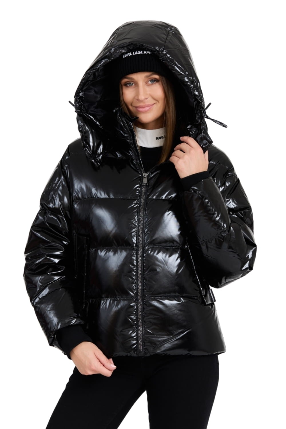 KARL LAGERFELD Czarna damska kurtka Hooded Down Jacket