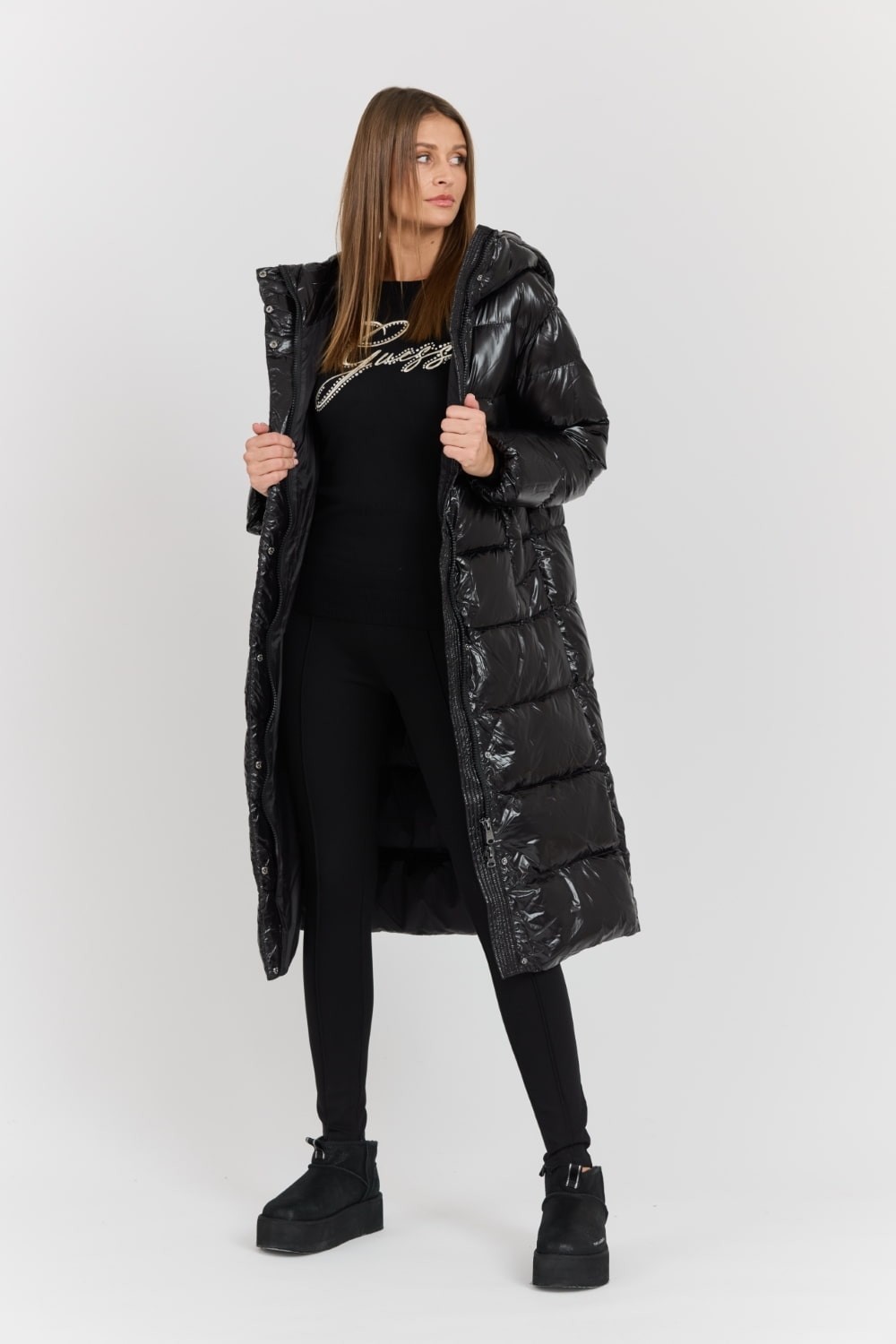 HETREGO Czarny damski płaszcz puchowy Tara Woman Oversized Quilted Coat